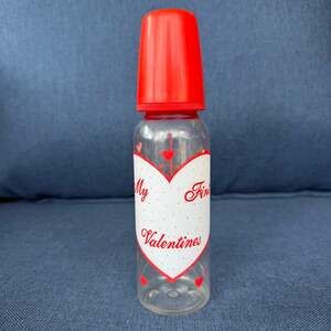 Vintage My First Valentine Plastic Baby Bottle Heart Red 1990’s M.F.C No Nipple